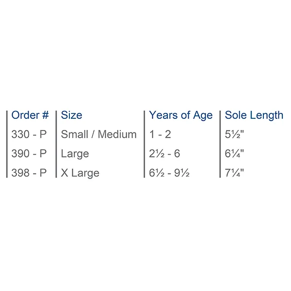 Pediatric Walker size chart