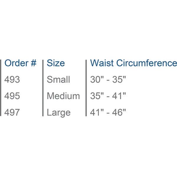 Premium Hernia Belt size chart
