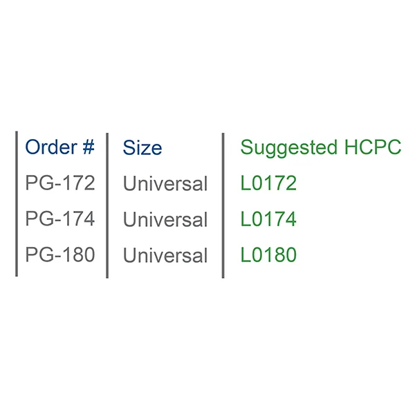 Proglide Cervical Collar Series size chart