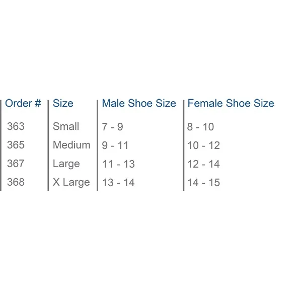 Quick Lace Ankle Brace size chart