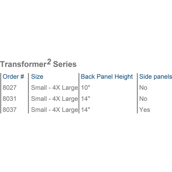 Transformer² Back Brace® size chart